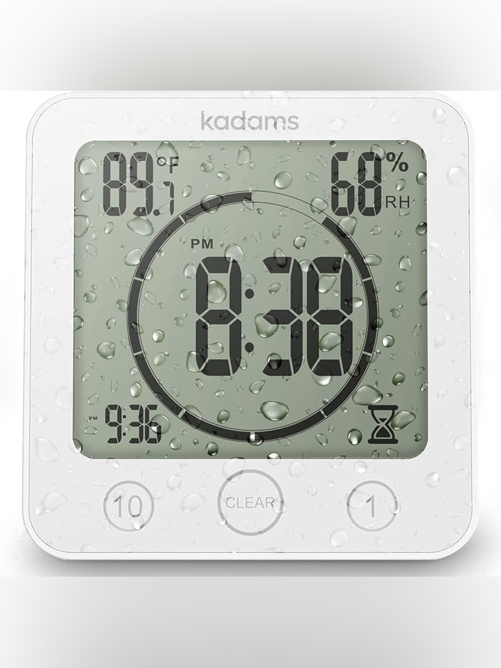 KADAMS Shower Clock Waterproof Bathroom Timer – Digital Wall Clock with Countdow